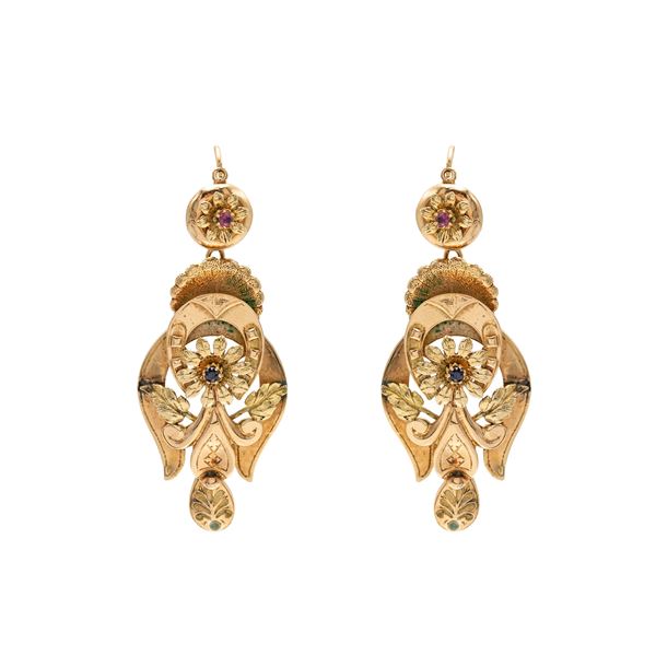 9kt yellow gold Bourbon earrings  (late 19th century)  - Auction Fine Jewels Watches and Fashion Vintage - Colasanti Casa d'Aste