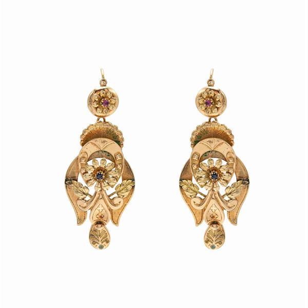 Orecchini borbonici a monachina in oro giallo 9kt