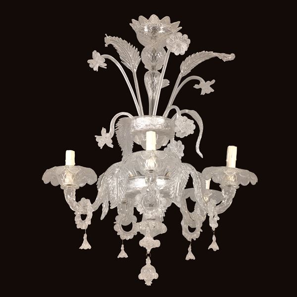 Murano glass chandelier with five lights  (20th century)  - Auction Old Master Paintings, Furniture, Sculpture and Works of Art - Colasanti Casa d'Aste