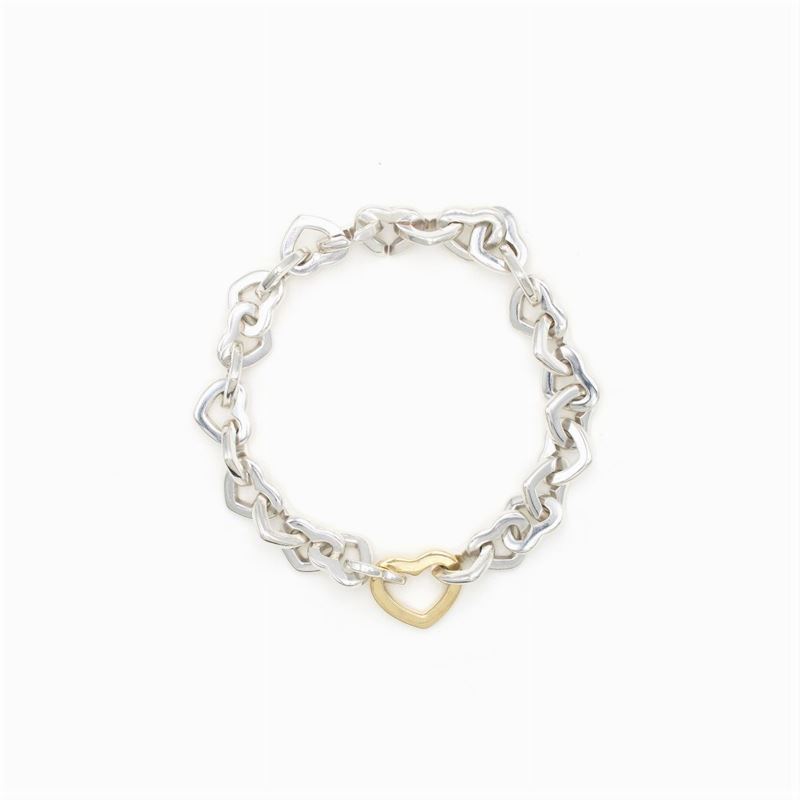 Tiffany & Co. Bracciale Cuori in Argento e Oro Giallo 18kt