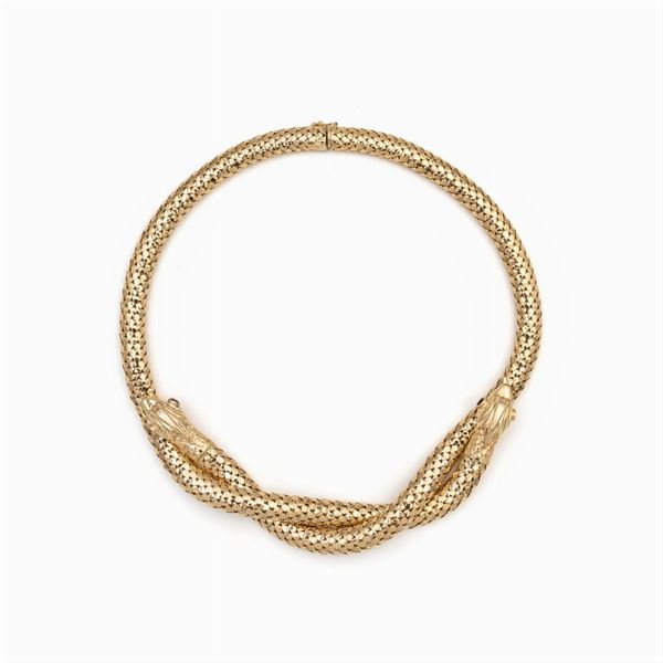 Girocollo a serpente in oro giallo 18kt