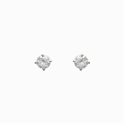 Orecchini a Lobo in Oro Bianco 18kt e Due Diamanti