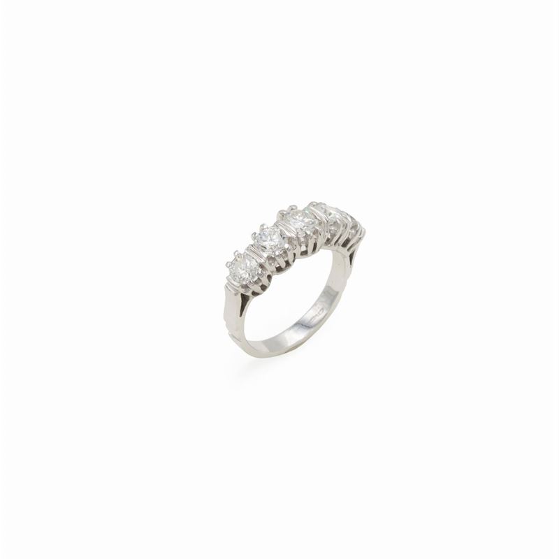 Anello Riviere in Oro Bianco 18kt e Diamanti