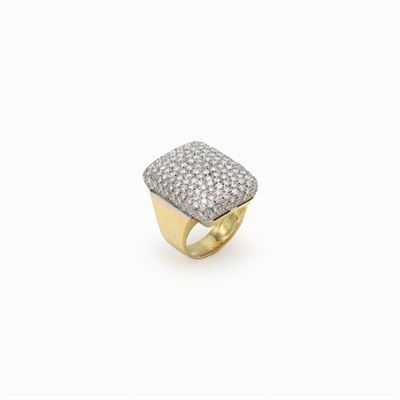 Anello in Oro a Due Colori 18kt e Pavé di Diamanti