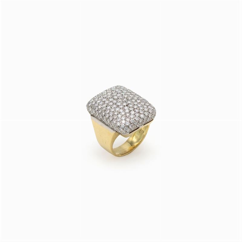 Anello in Oro a Due Colori 18kt e Pavé di Diamanti