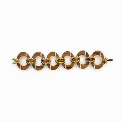 Bulgari Bracciale in Oro Giallo 18kt e Occhio di Tigre