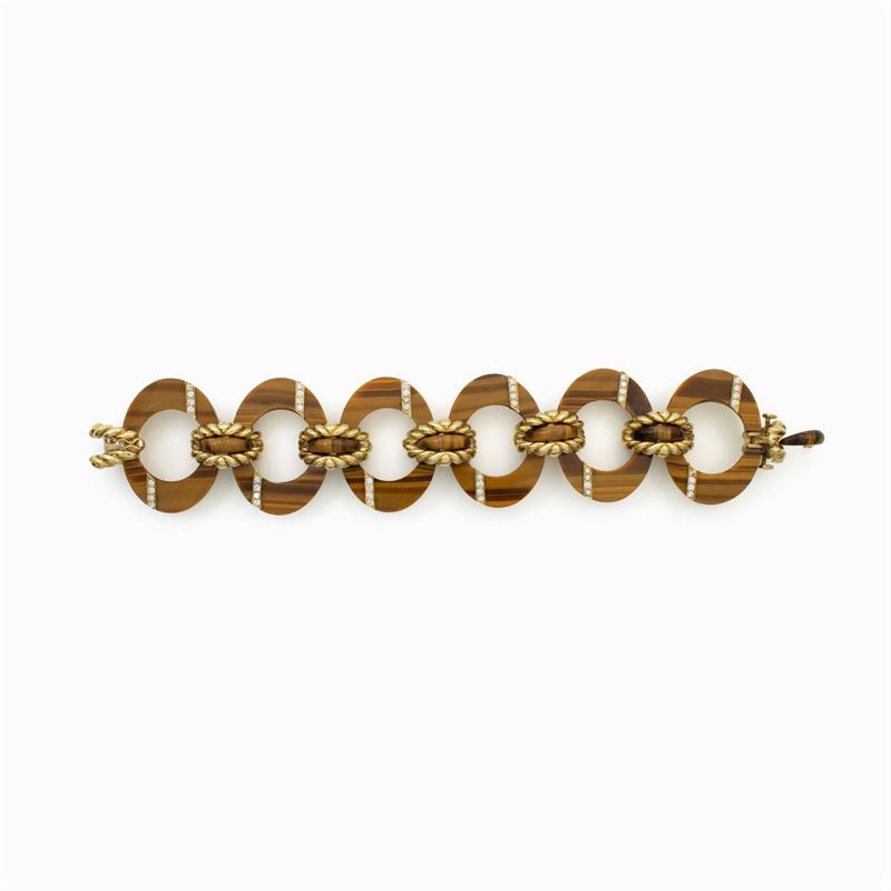 Bulgari Bracciale in Oro Giallo 18kt e Occhio di Tigre