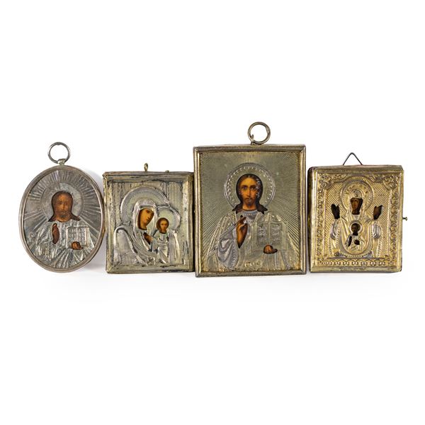 Collezione di quattro piccole icone  (Russia, XIX Sec.)  - Asta Dipinti Antichi, Arredi, Sculture e Oggetti d'Arte - Colasanti Casa d'Aste