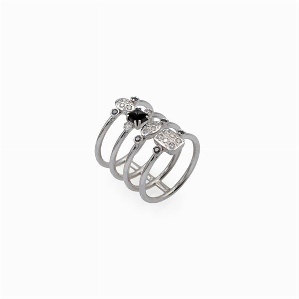 Anello polsino a quattro bande in oro bianco 18kt