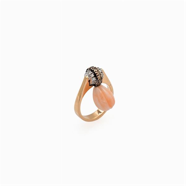 18kt rose gold with swivel pendant ring