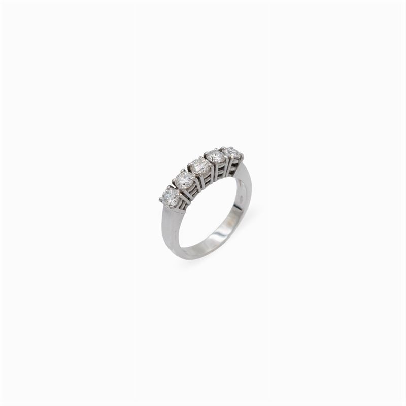 Anello Riviere in Oro Bianco 18kt e Diamanti