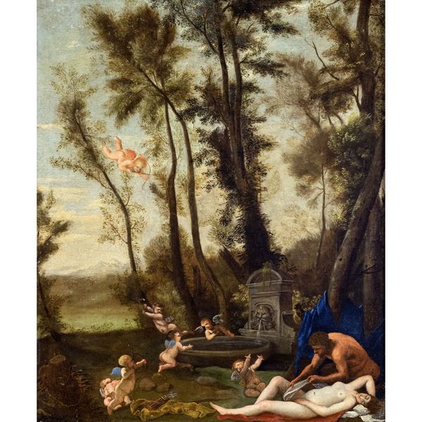 Nicolas Poussin, cerchia di  (Les Andelys 1594 - Roma 1665)  - Asta Dipinti Antichi, Arredi, Sculture e Oggetti d'Arte - Colasanti Casa d'Aste