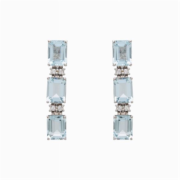 18kt white gold aquamarine pendant earrings