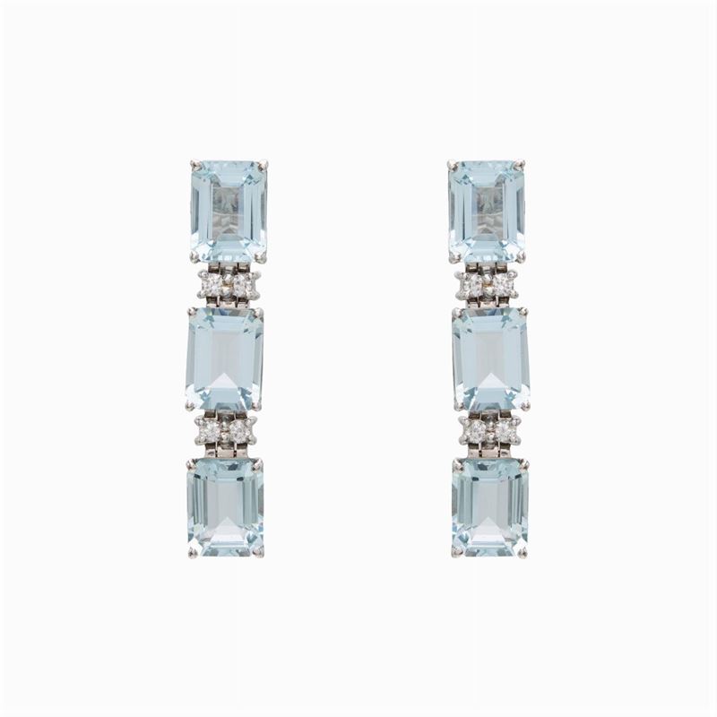 Orecchini Pendenti in Oro Bianco 18kt Acquamarine