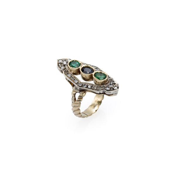 18kt yellow gold and silver ring