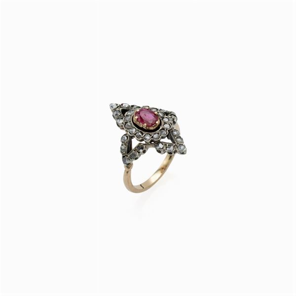 14kt yellow gold and silver ring