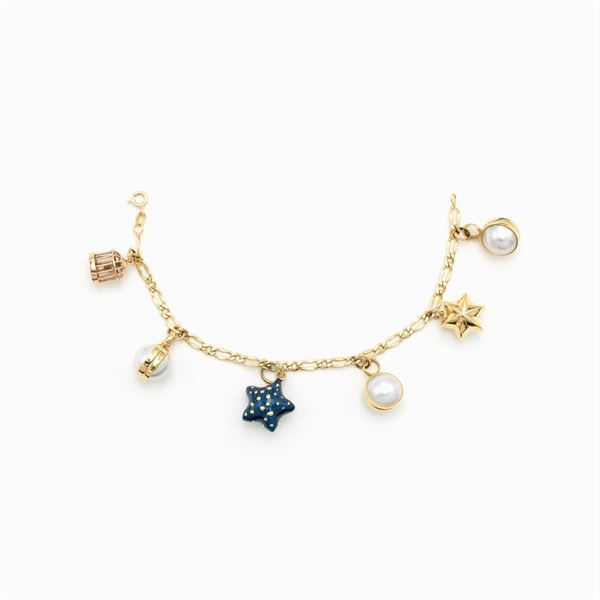 18kt yellow gold charms bracelet