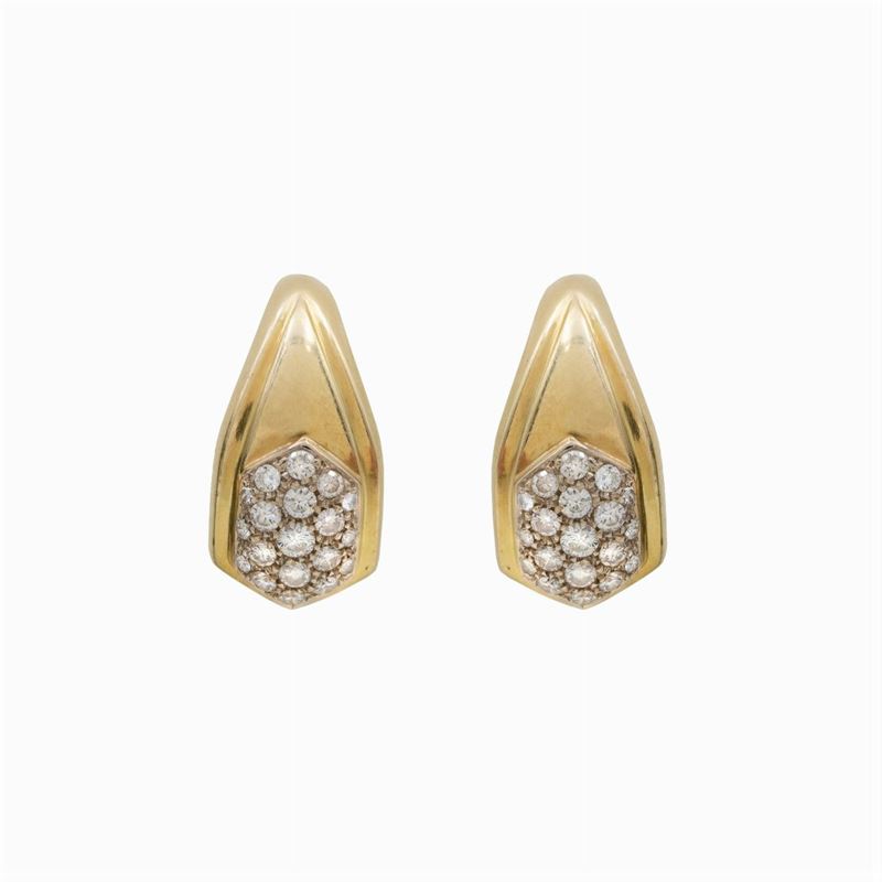 Orecchini Pendenti in Oro Giallo 18kt e Diamanti