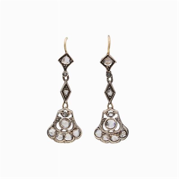 Antique gold and silver drop earrings