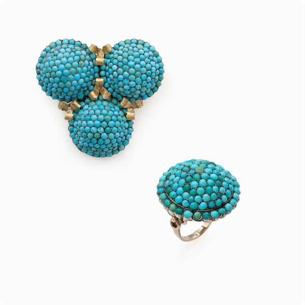 Ancient Victorian parure comprising a brooch and earrings