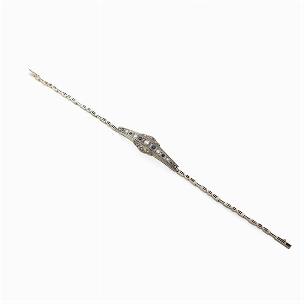 Bracciale Liberty in platino diamanti e zaffiri