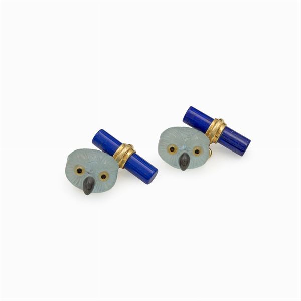18kt yellow gold Owl shaped cufflinks