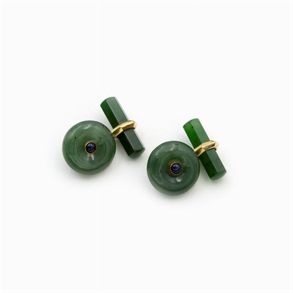 18kt yellow circular gold  cufflinks