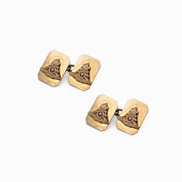 9kt yellow gold Regimental cufflinks