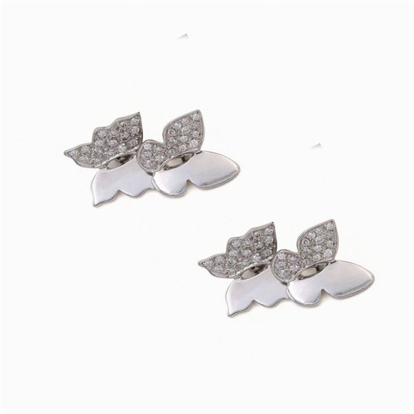 18kt white gold and diamonds Butterfly cufflinks