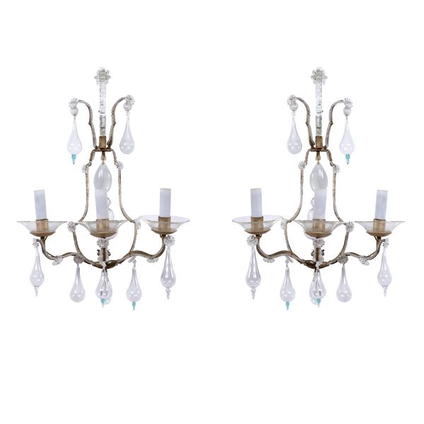 Pair of three-light appliques