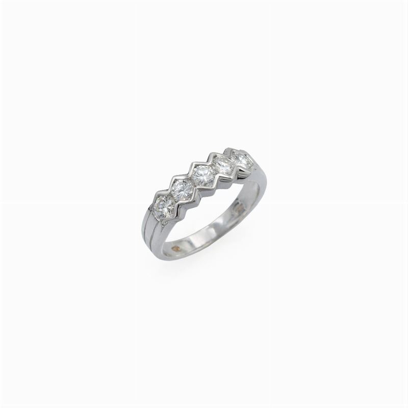 Anello Riviere in Oro Bianco 18kt