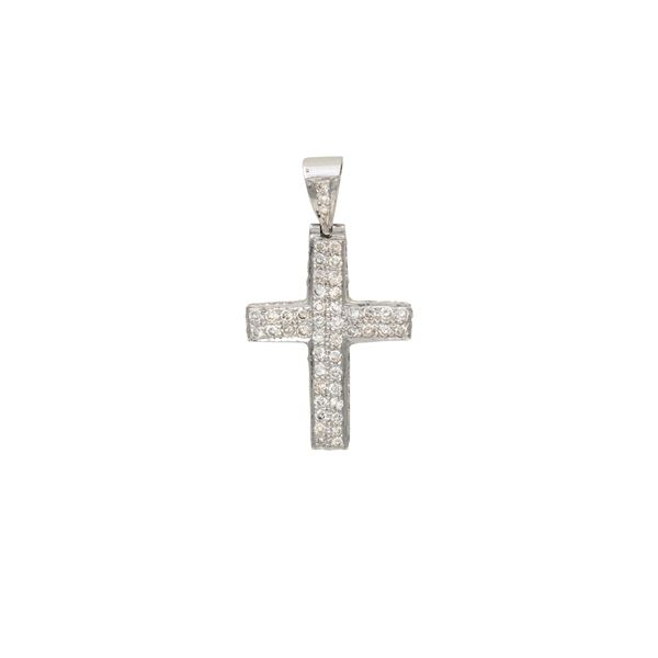 18kt white gold and diamonds Cross pendant