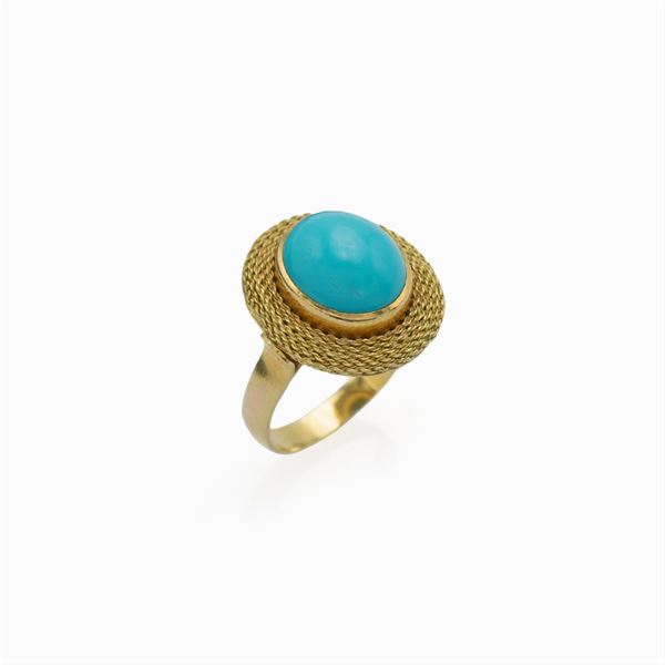 18kt yellow gold and turquoise ring