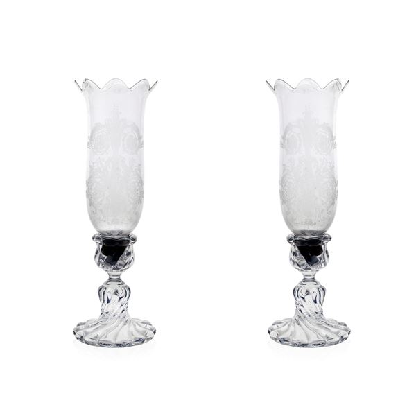 Baccarat, pair of crystal candlesticks