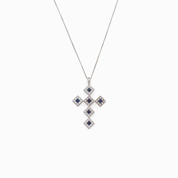 Salvini cross pendant in 18kt white gold