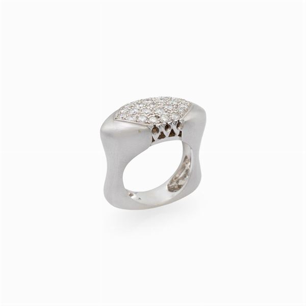 Pontevecchio Gioielli anello in oro bianco 18kt satinato