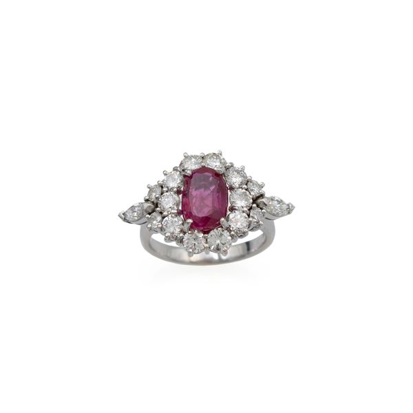 18kt white gold with natural Ceylon ruby ring  - Auction Fine Jewels Watches and Fashion Vintage - Colasanti Casa d'Aste