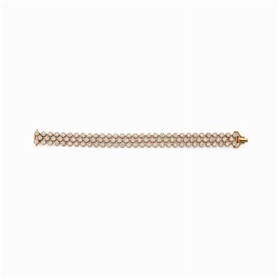 Bracciale a Tre Fili in Oro Rosa 18kt e Diamanti