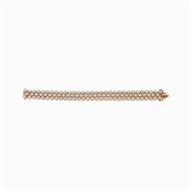 Bracciale a Tre Fili in Oro Rosa 18kt e Diamanti