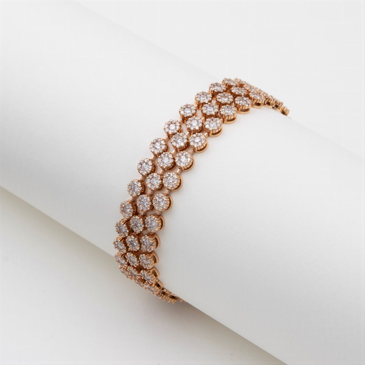 Bracciale a Tre Fili in Oro Rosa 18kt e Diamanti