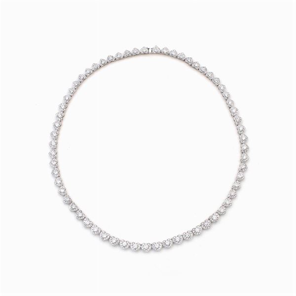 18kt white gold and diamonds Hearts necklace