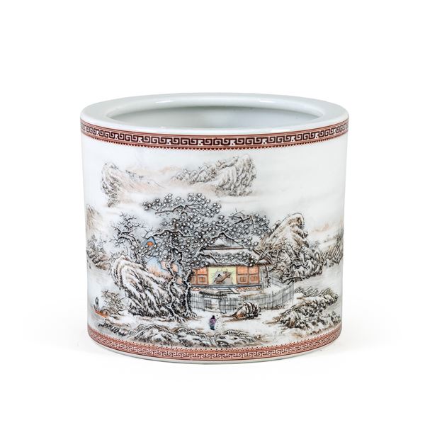 Cachepot in porcellana  (Cina, XX Sec.)  - Asta Dipinti Antichi, Arredi, Sculture e Oggetti d'Arte - Colasanti Casa d'Aste