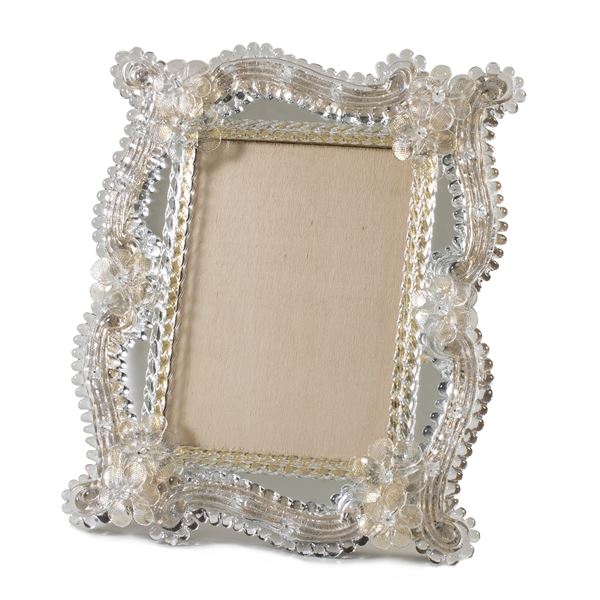 Photo frame in glass and wood  (Murano 20th century)  - Auction Old Master Paintings, Furniture, Sculpture and Works of Art - Colasanti Casa d'Aste