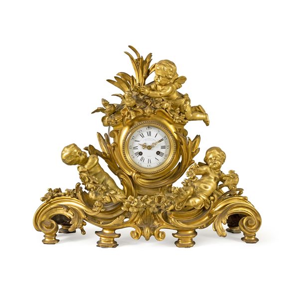Victor Paillard, orologio da tavolo in bronzo dorato