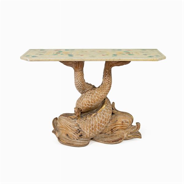 Console in legno e marmo