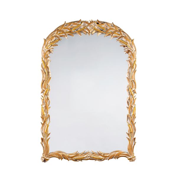 Lacquered and partially gilded wood mirror