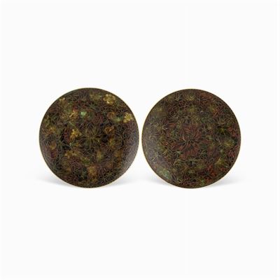 Coppia di Piatti in Smalti Cloisonné