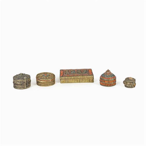 Group of five boxes