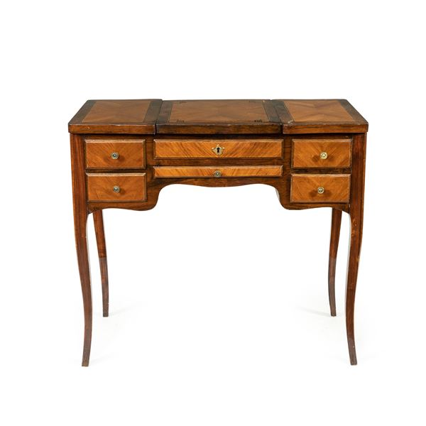 Louis XV style dressing table in various fruit woods