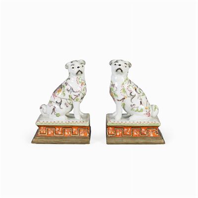 Coppia di Sculture in Ceramica Policroma
